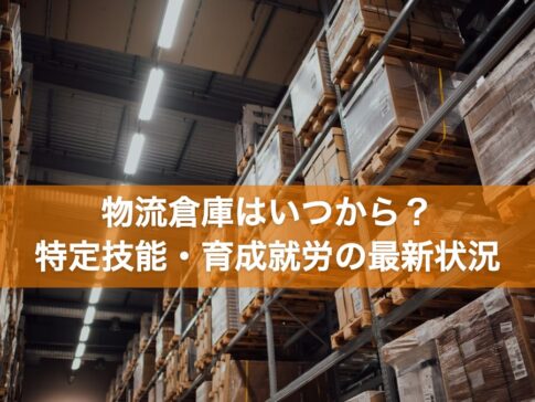 倉庫の高い棚に並ぶパレットと段ボール